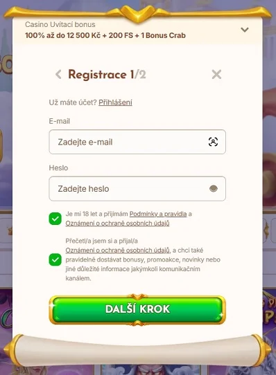 bethall-casino-registrační-formulář